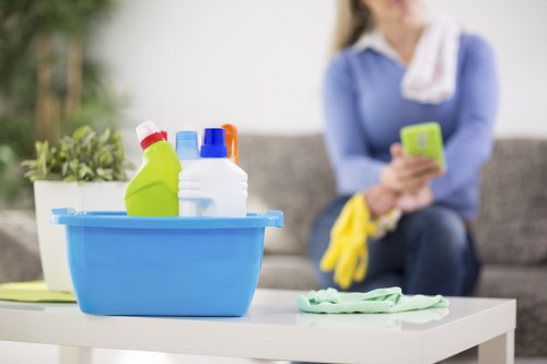 Professional cleaning equipment prepared for central London office cleaning